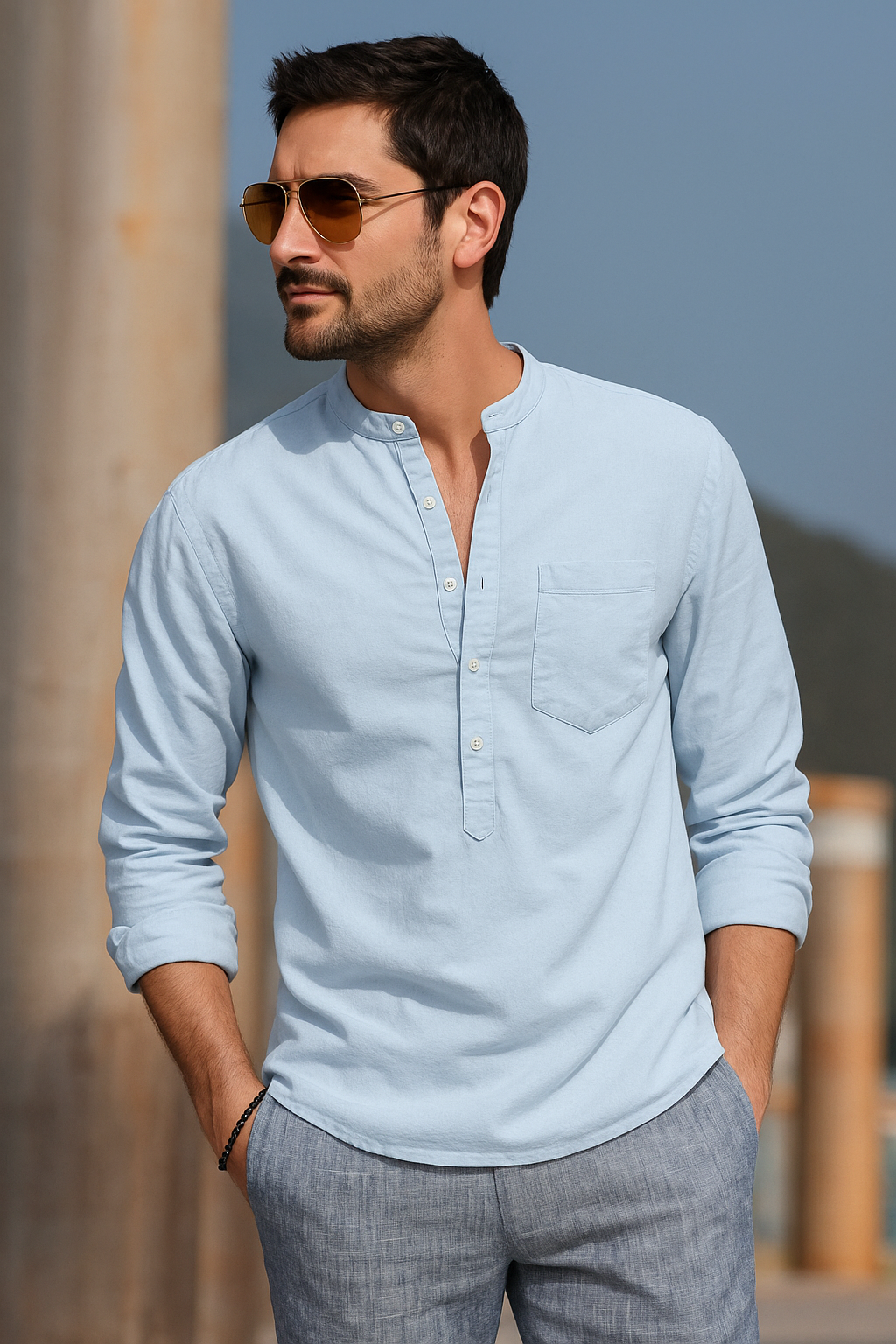 Camisa Masculina Mar Azul